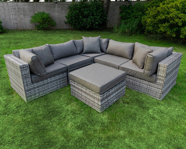 Patio Outdoor Rattan Wicker 6pc Corner Sectional Sofa Set Furniture